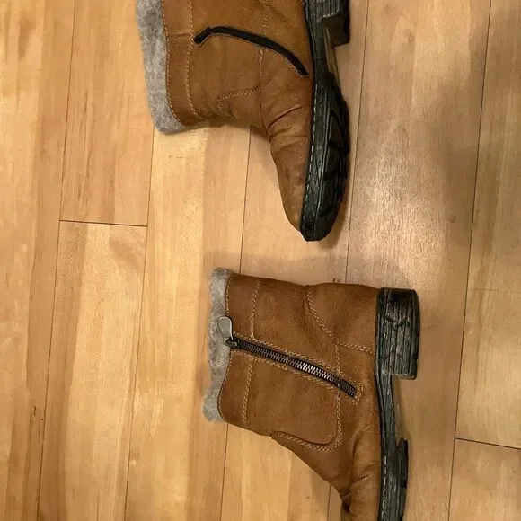Rieker Brown Leather Ankle Boots with Wool Lining Size 37 - Picture 3 of 8